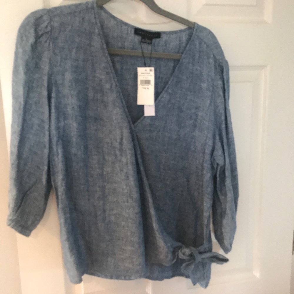 NWT Sanctuary Blue Denim Wrap Top XL